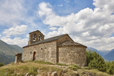 İspanyol Romanesk Sanat. Sant quirc de durro kilise. Boi Vadisi
