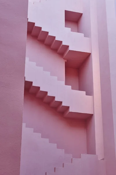 Detalle Geométrico Del Edificio Pared Roja Manzanera Calpe España — Foto de Stock