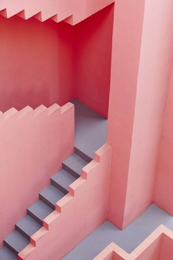 Geometrik yapı detay. Kırmızı duvar, La manzanera. Calpe, İspanya