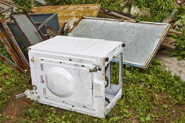 Basura Electrodomésticos Gestión Residuos Contaminación Ambiental Reciclaje Horizontal — Foto de Stock