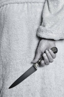 Katil kadın bir bıçakla. Şiddet saldırganlık. Suç katil. Suikastçı