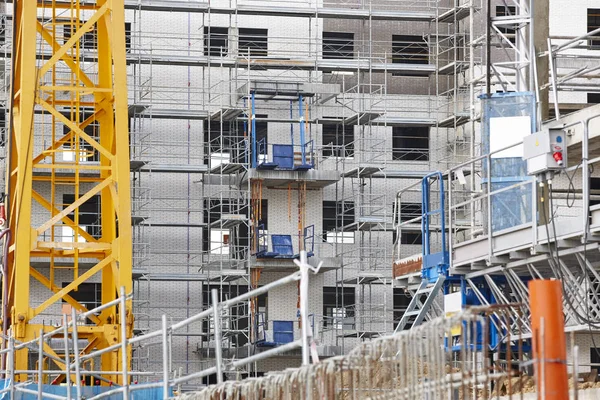 Bina Yapım Aşamasında Vinç Makine Yapısı Sanayi Yatay — Stok fotoğraf