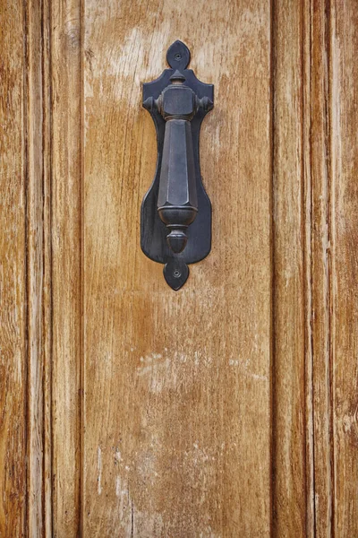 Pomo Metálico Antiguo Una Puerta Madera Vintage Decoración Elegante — Foto de Stock