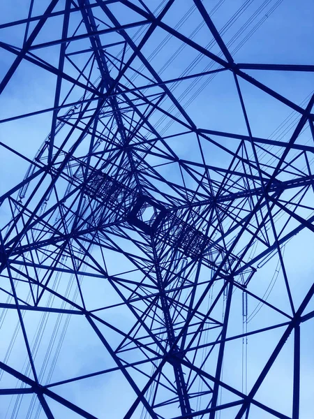 Power Line Tower Viewed Geometrical Structure Energy Transmission — Stock Photo, Image