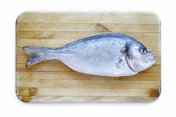 Peces Dorados Sobre Una Mesa Madera Cocina Sana Fresca — Foto de Stock