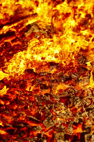 Fogo Material Incandescente Vulcão Fogueira Carvão Quente Combustão Das Emissões — Fotografia de Stock