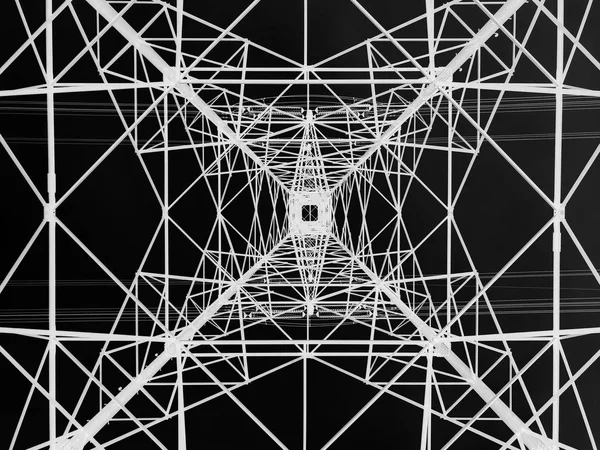 Power Line Tower Viewed Geometrical Structure Energy Transmission — Stock Photo, Image