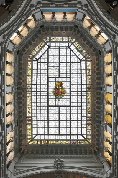 Madrid Town Hall Landmark Building Indoor Stained Roof Spain — Stock Photo, Image