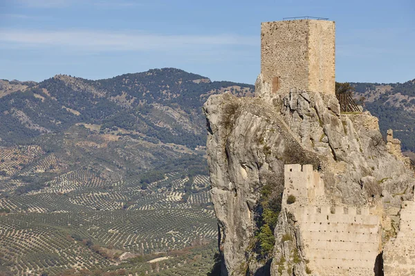 Starożytny Zamek Wieża Oliwek Pól Jaen Hiszpania — Zdjęcie stockowe