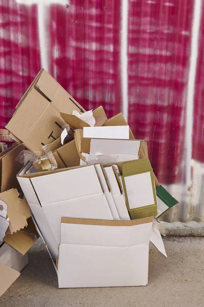 Cardboard Boxes Garbage Street Environmental Conservation Recyclable — Stock Photo, Image