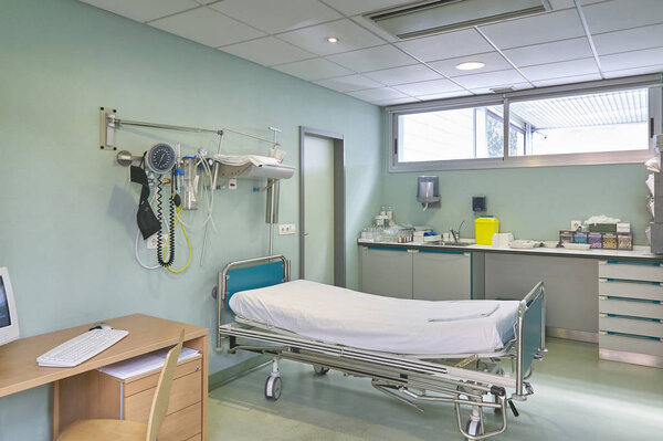 Hospital doctor consulting room. Healthcare equipment. Medical t
