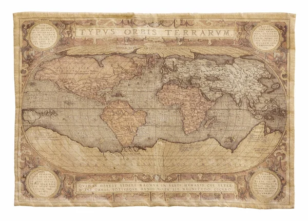 Beyaz üzerine izole edilmiş dünya gobleninin antik haritası. Haritacılık — Stok fotoğraf