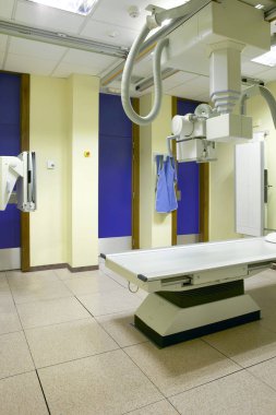 Hastane X-Ray alanı iç. Sağlık merkezi radyoloji alanı