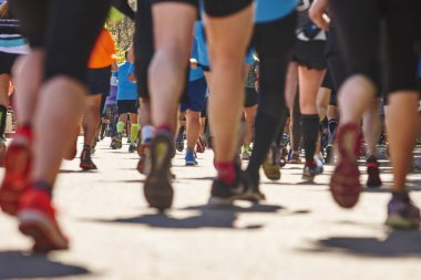 Maraton koşucuları sokakta. Sağlıklı yaşam tarzı. Sporcu