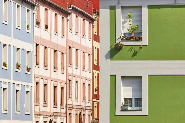 Colorful old buildings facade in Bilbao, Euskadi. Spain — Stock Photo, Image