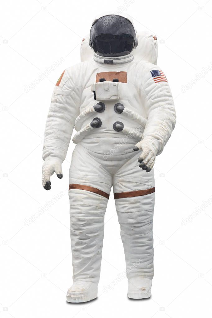 Astronaut spaceman suit with helmet isolated on white