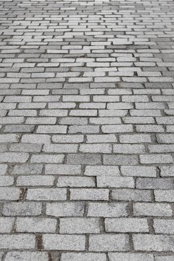 Geleneksel dokulu taş kaldırım sokak. Granit blok surfac