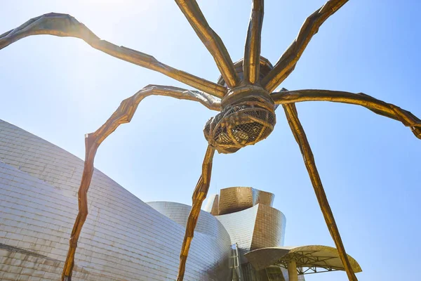 Bilbao Guggenheim obszar na zewnątrz z Muzeum i pająk rzeźby — Zdjęcie stockowe