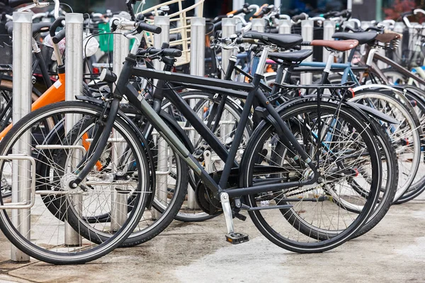 Downtown Urban Parking Lot Bikes Copenhague Eco Transport — Stock Photo, Image