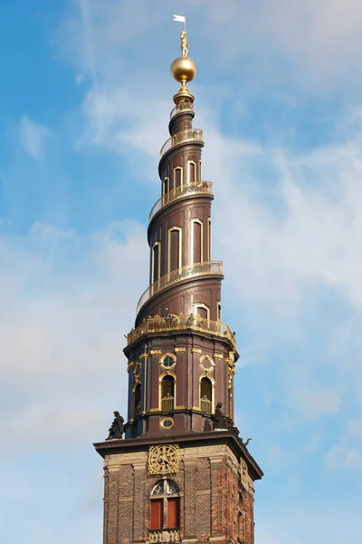 Kopenhag Vor Frelsers Kilisesi Eski Ünlü Yılan Kulesi Danimarka Dönüm — Stok fotoğraf