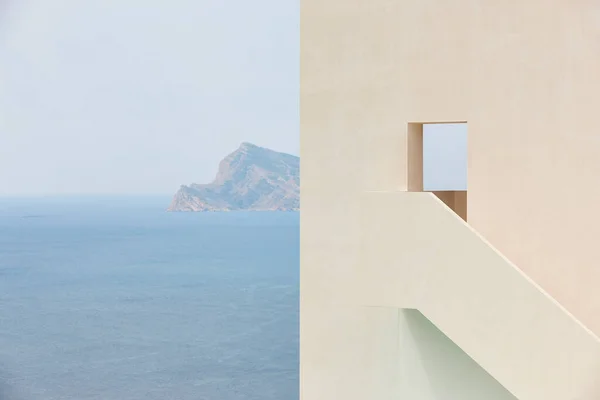 Fachada Construção Geométrica Branca Costa Espanhola Mar Mediterrâneo Espanha — Fotografia de Stock