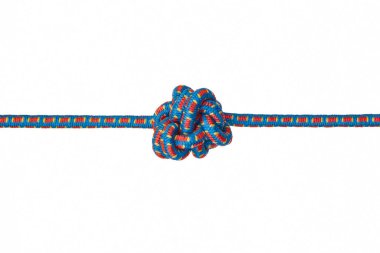 Düğüm ve ip beyazda izole edilmiş. Sorun ve zor konsept