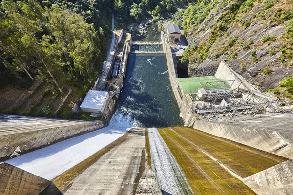 Vattenkraftverk Och Dammar Sett Ovanifrån Galicien Spanien — Stockfoto