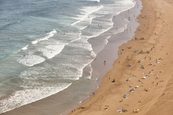 Spaanse Zandkust Met Surfers Sopelana Baskenland Spanje — Stockfoto