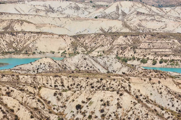 Badlands Landscape Blue Waters Algeciras Reservoir Murcia Spain — Stock Photo, Image