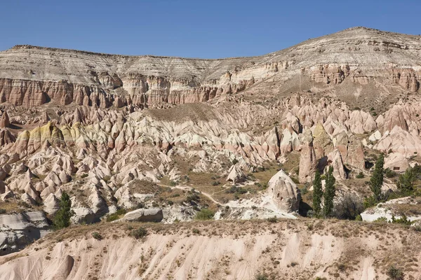 Rose valley panoramic view. Picturesque rock formation. Cappadocia landmark, Turkey