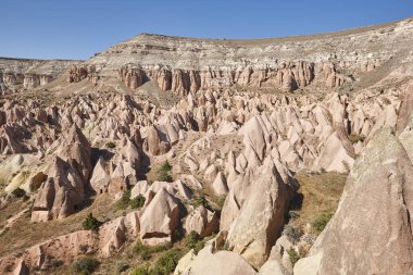 Rose valley panoramic view. Picturesque rock formation. Cappadocia landmark, Turkey
