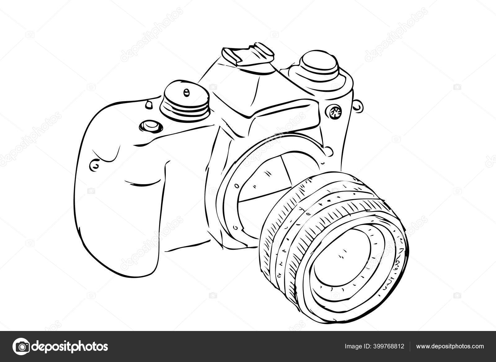 Photo Camera Vector Drawing Stock Vector - Illustration of object, media:  308965621