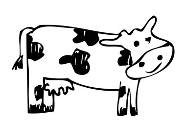 Vektör Basit Elle İnek Taslak Çizimi