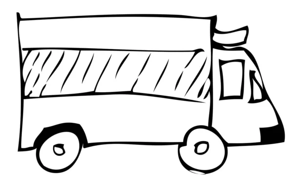 Dessin Manuel Vectoriel Simple Ambulance Isolé Sur Blanc — Image vectorielle