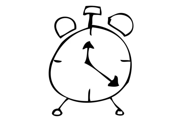 Boceto Dibujo Manual Mano Vector Simple Reloj Despertador — Vector de stock