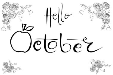 Vektör Elle Çizim Harfleri, Merhaba Sektör, çiçek yaprağı ve çimlerle