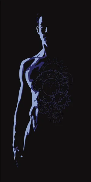 Γυμνό κορμό ανθρώπου σε μαύρο φόντο — Διανυσματικό Αρχείο