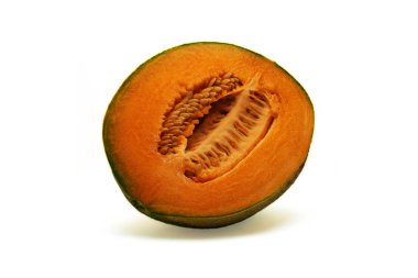 Yarım honeydew beyaz izole kavun. Kırpma yolu