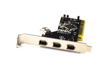 Beyaz arka plan üzerinde izole Firewire Pc kartı