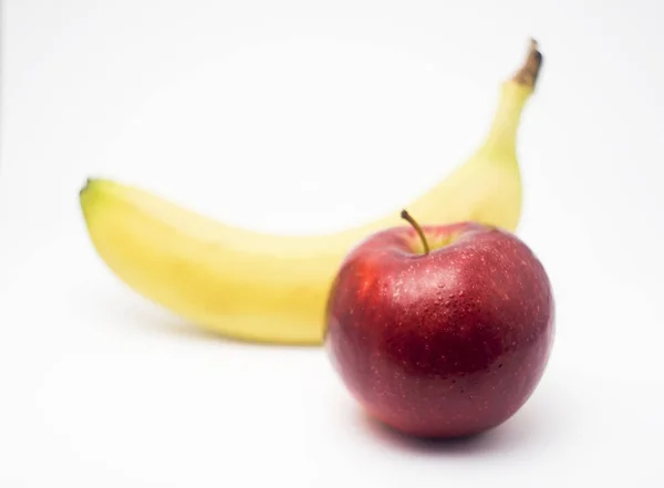Pommes Bananes Isolées — Photo