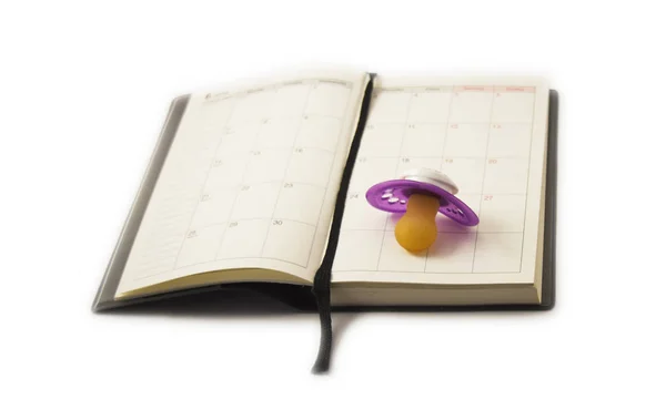 Concept Grossesse Sucette Placée Sur Calendrier — Photo