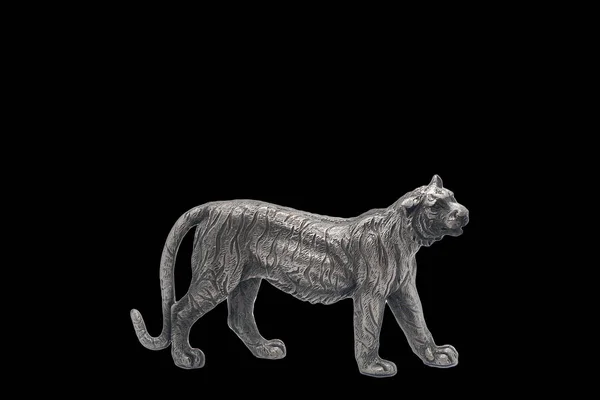 Elegáns Modern Ezüst Acél Tigris Elszigetelt Fekete Háttér — Stock Fotó
