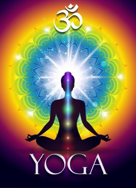 Om Yoga dekore edilmiş Mandala-bir örnek kaldırıldı-etkileri ve degrade kafes-Eps 10 olabilir metindir