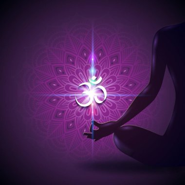 Yoga Violet arka plan degrade kafes-Eps 10 ile dekore edilmiş Mandala-etkileri