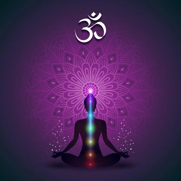 Yoga Violet Στο Παρασκήνιο Διακοσμημένα Mandala Εφέ Και Gradient Mesh Διάνυσμα Αρχείου