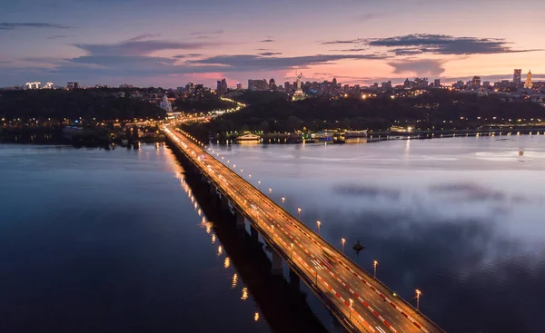 Luftaufnahme Der Paton Brücke Kiew Ukraine — Stockfoto