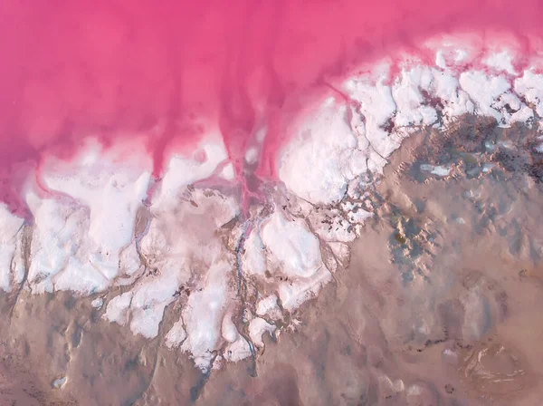 Абстрактный Фон Воздушного Вида Сиваш Розовое Озеро Украина — стоковое фото