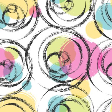 Kuru Fırça dokulu kontur daireler renkli seamless modeli tasarlamak