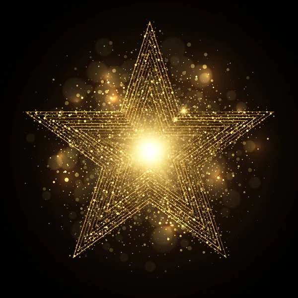 Vector Eps Estrela Dourada Brilhante Com Luzes Bokeh Brilhantes Efeito — Vetor de Stock
