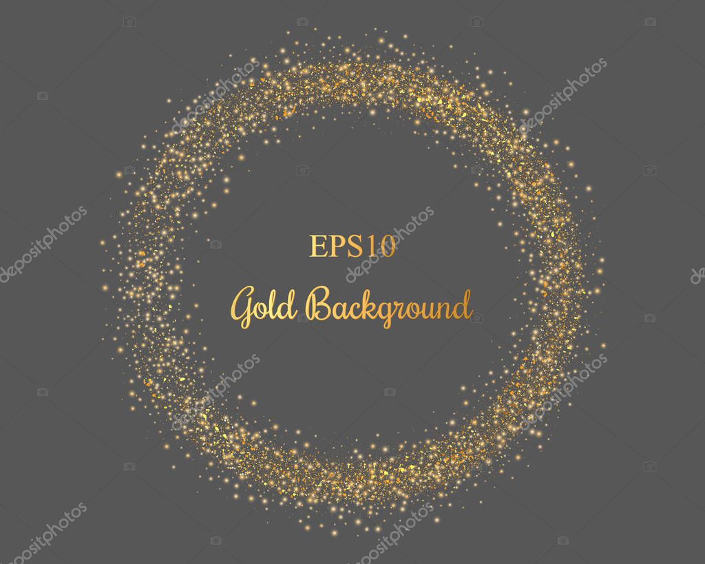 Vector eps 10 golden glitters round frame background decoration